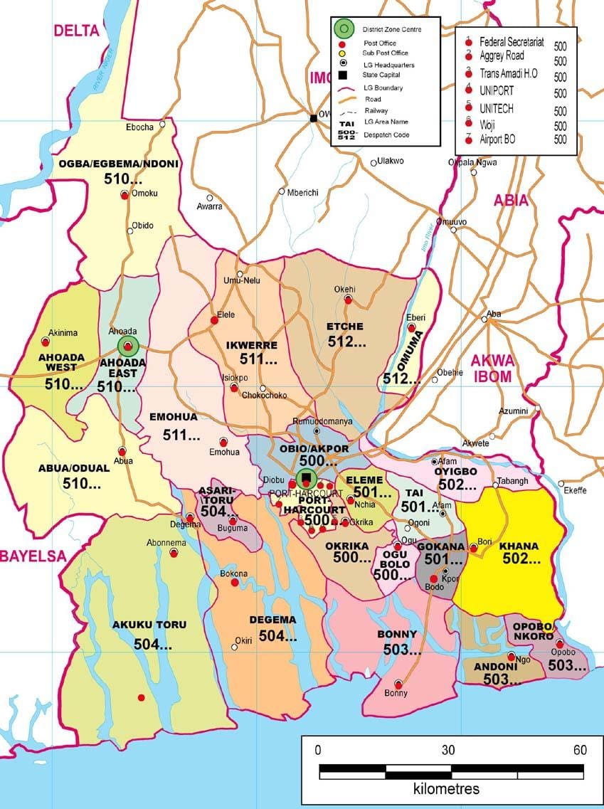 Carte de l'etat de rivers nigeria