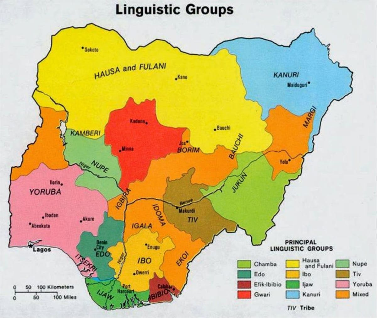 Carte des tribus nigérian