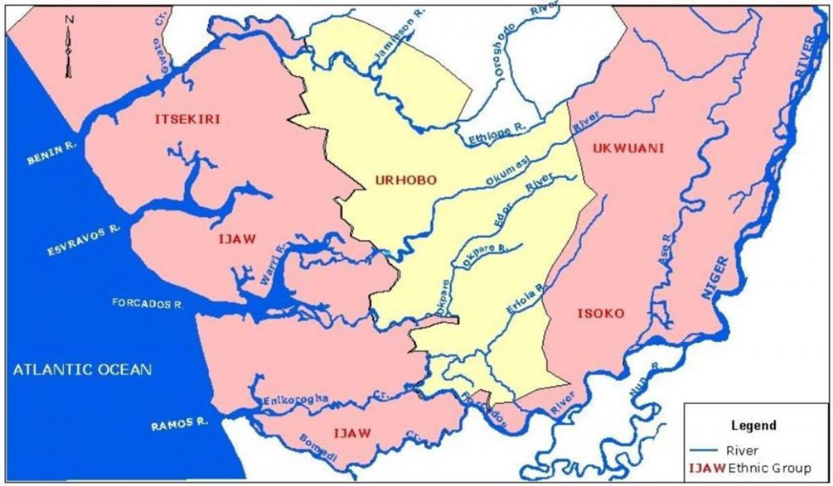 carte du nigeria montrant de grandes rivières