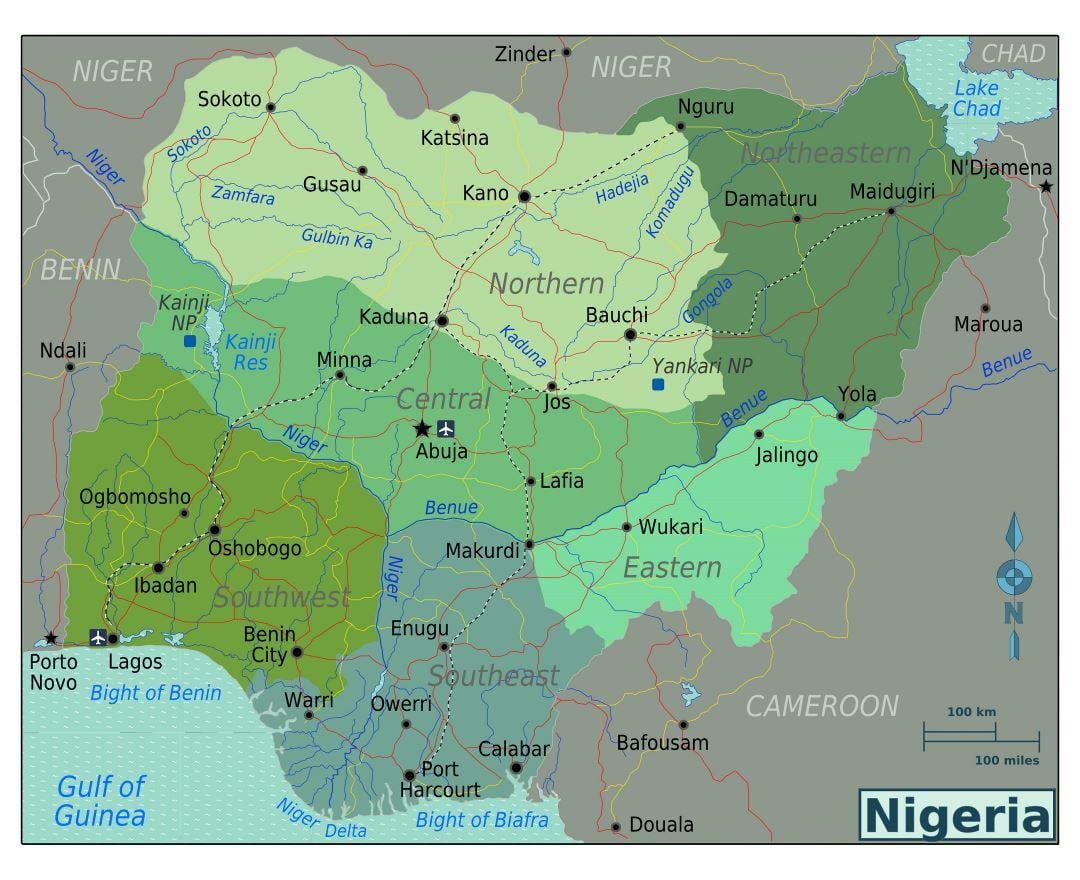 nigéria afrique du sud carte
