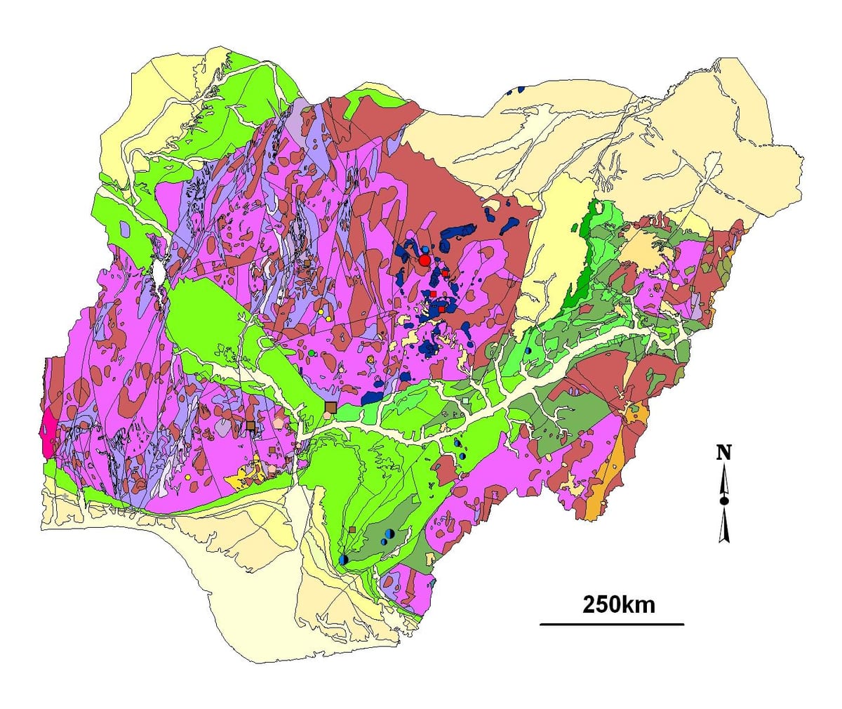 Carte géologique de la nigeria