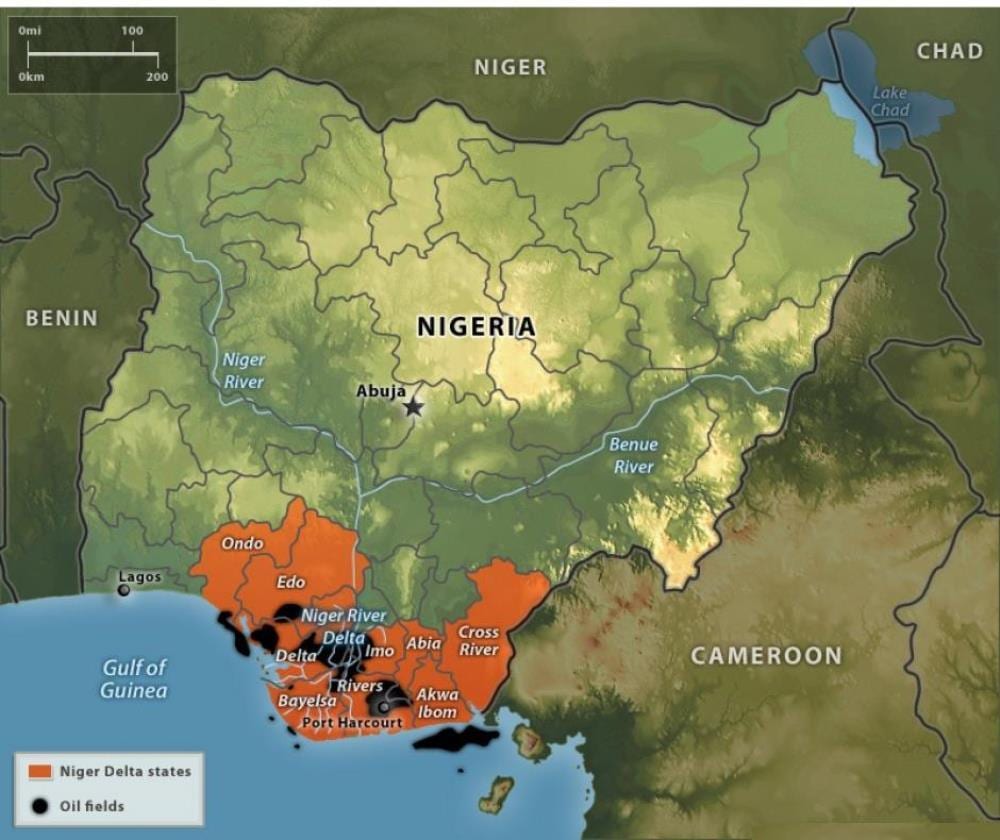 Carte de pétrole au nigeria