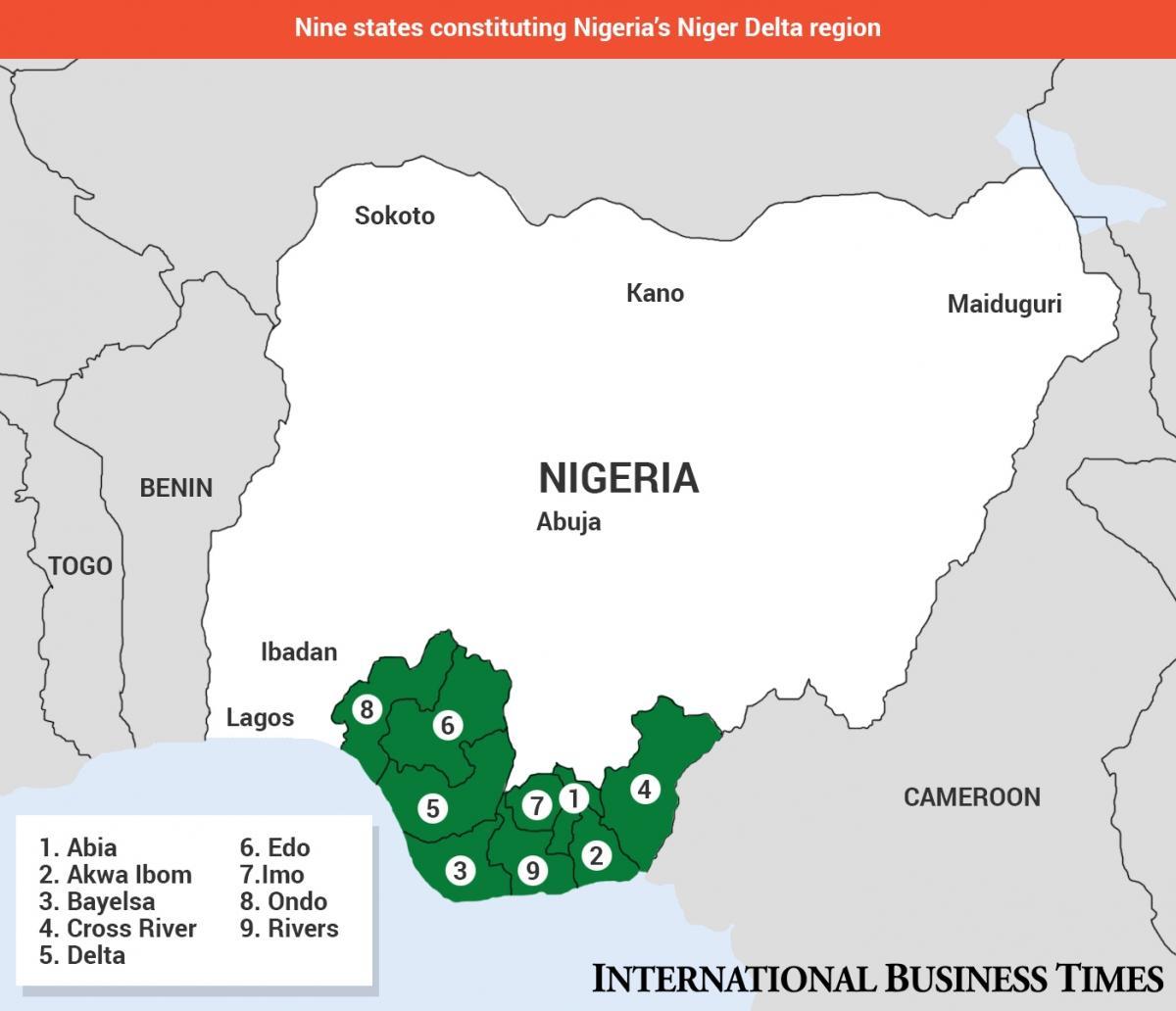 Carte du delta du niger carte au nigeria