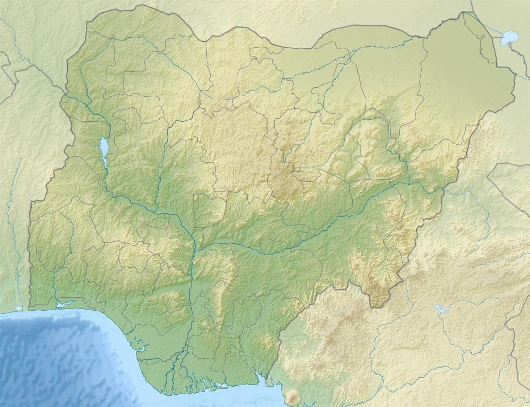 Carte de dessiner un soulagement nigeria