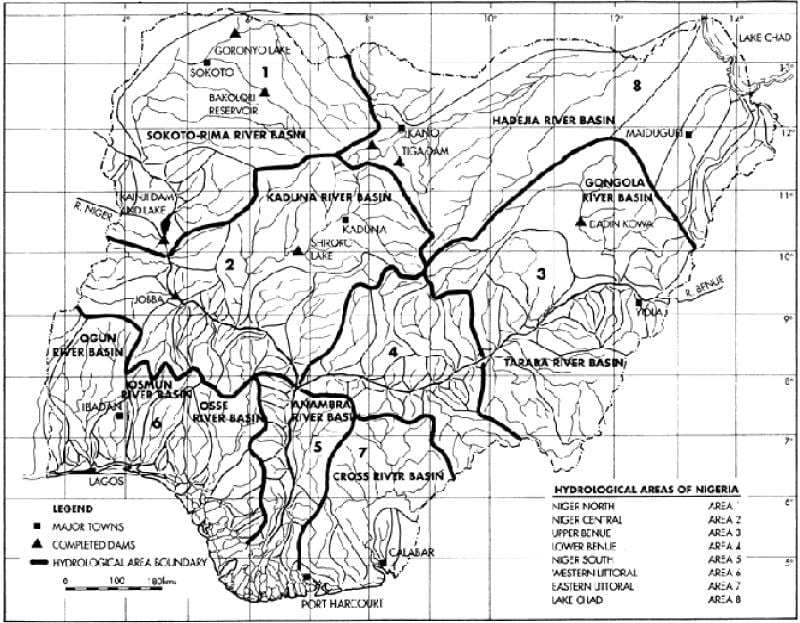 Carte hydrologique du nigeria