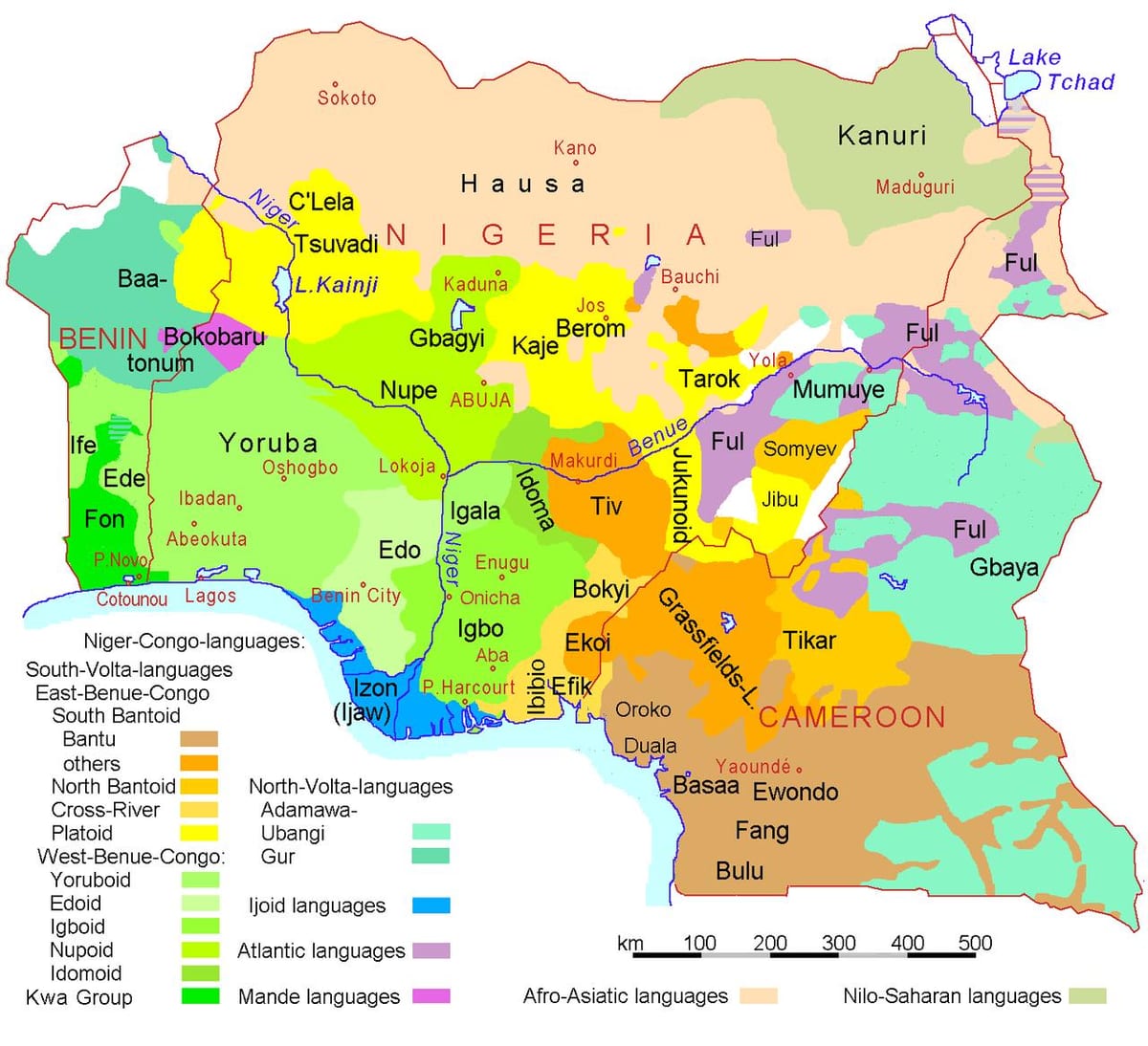 nigeria langue de la carte