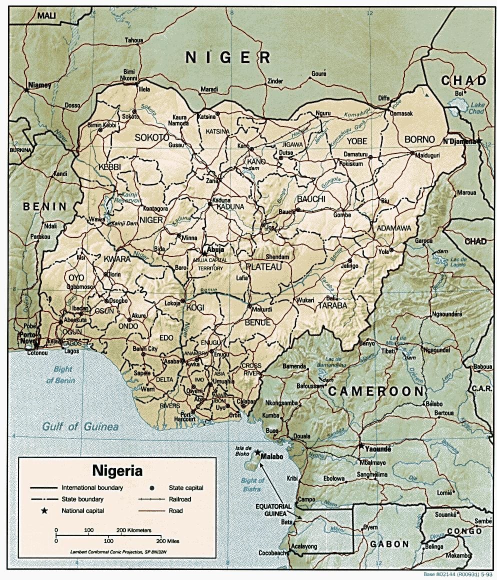 carte géographique du nigeria