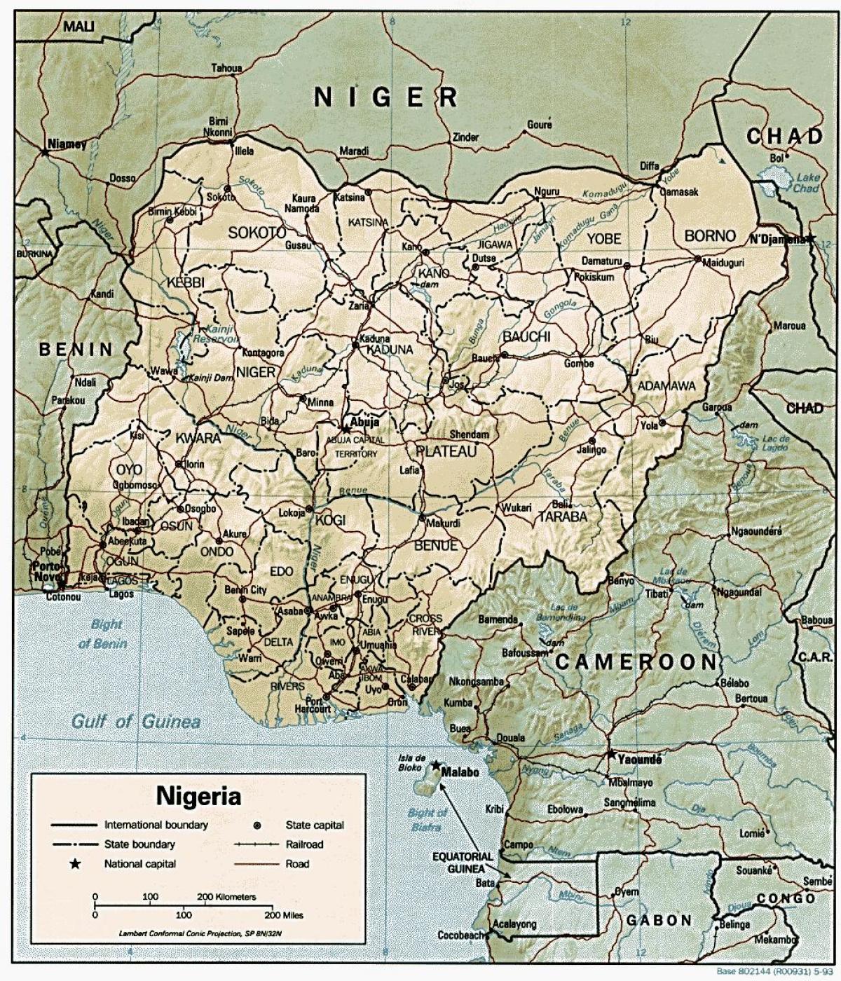 carte géographique du nigeria