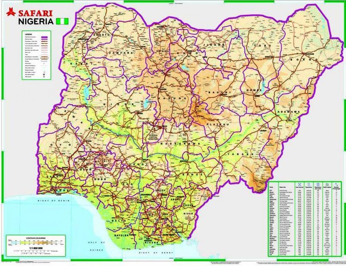 Carte du nigeria route, distance