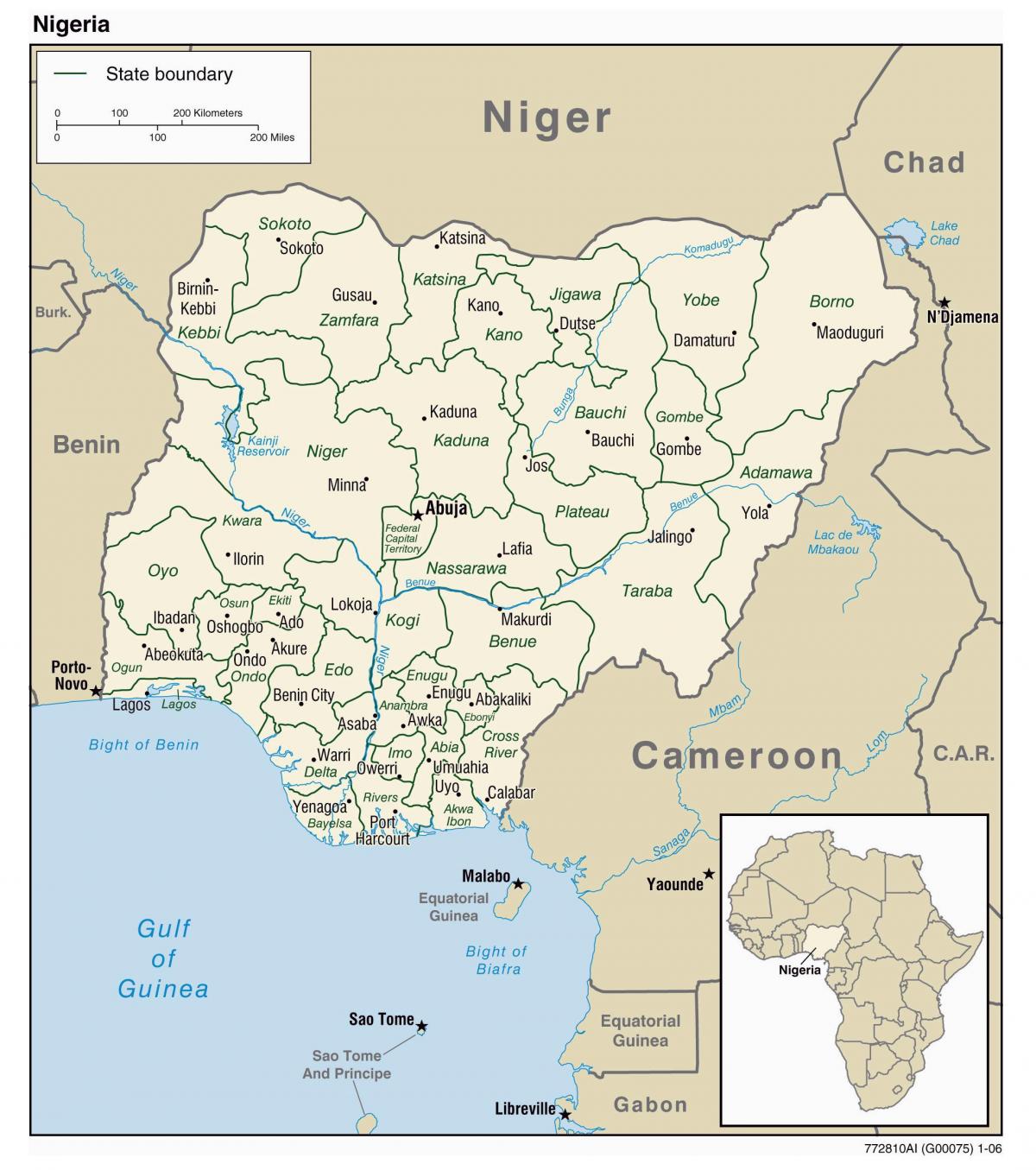 carte avec les villes de nigeria
