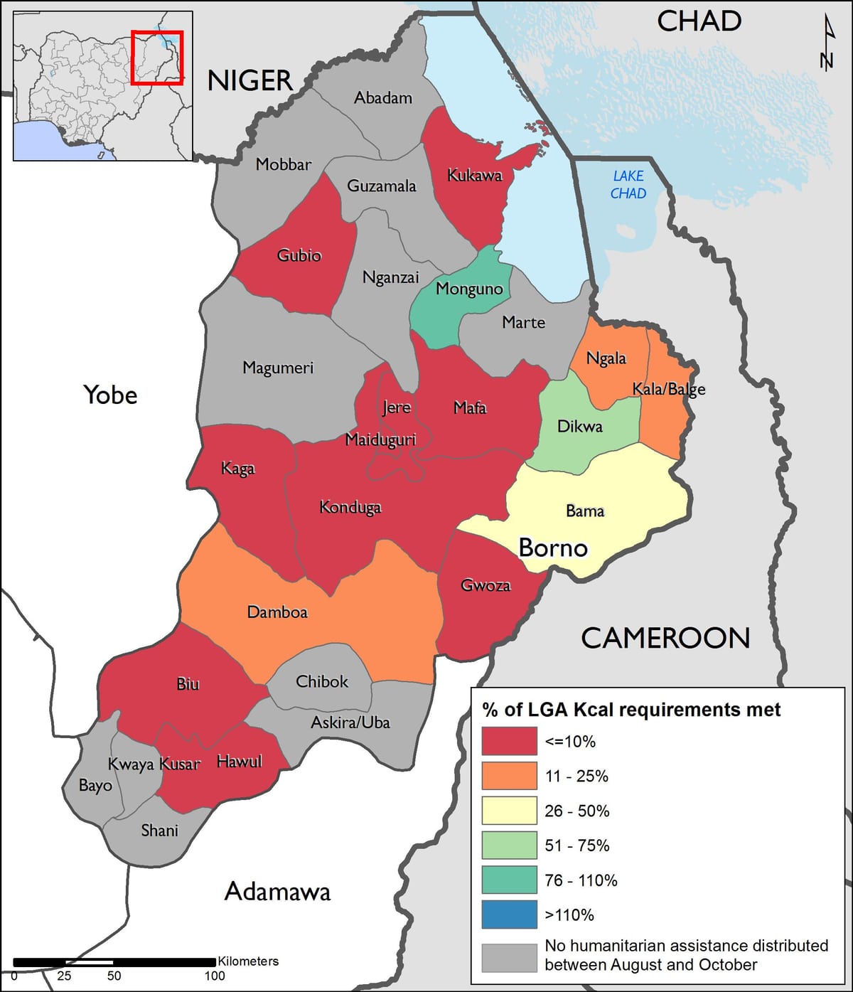 Carte du nord-est du nigeria