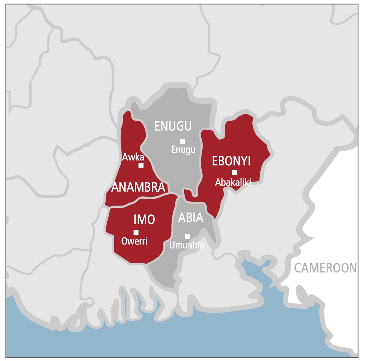 Carte du sud-est du nigéria