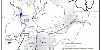 Carte du nigeria montrant drainage
