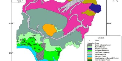 Carte du nigeria montrant la végétation
