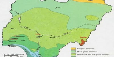 Carte du nigeria montrant la végétation