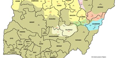 Carte du nigeria montrant les 36 états et de leurs capitales