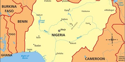 Carte du nigeria montrant le fleuve niger et de la bénoué