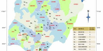 Carte du nigeria montrant les ressources minérales