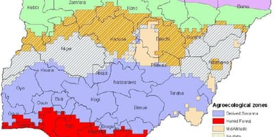 Carte du nigeria montrant les zones écologiques