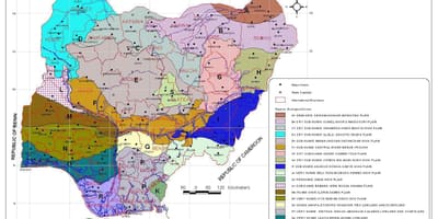 Carte du nigeria montrant les différentes zones de végétation