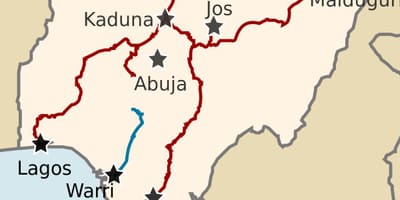 Carte du nigeria montrant les lignes de chemin de fer